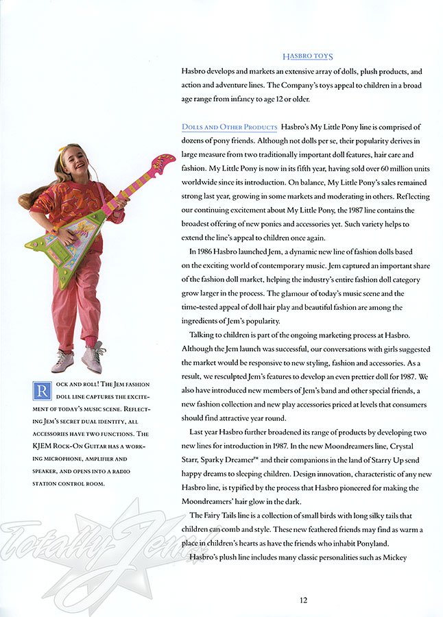 JEM Hasbro 1986 US Annual Report