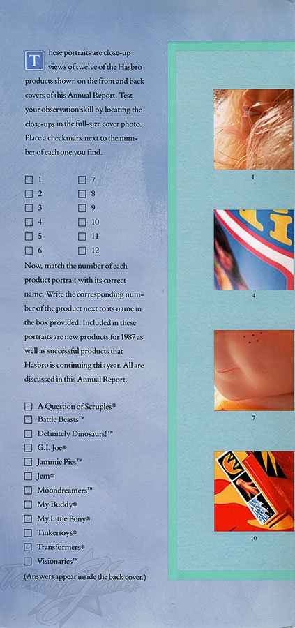 JEM Hasbro 1986 US Annual Report