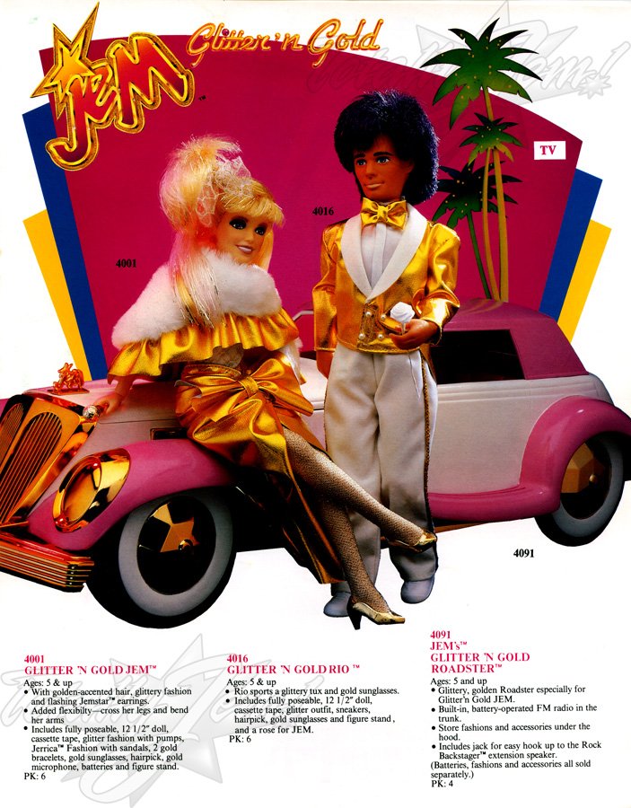 Hasbro 1987 US 1st Quarterly & Media Guide - 4001 Glitter 'N Gold Jem™, Glitter 'N Gold Rio™, 4091 Glitter 'N Gold Roadster™
