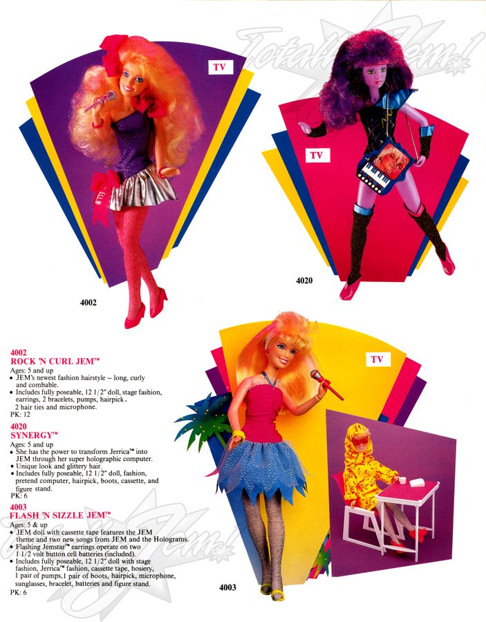 Hasbro 1987 US 1st Quarterly & Media Guide - 4002, Rock 'N Curl Jem™, 4020 Synergy™, 4003 Flash 'N Sizzle Jem™