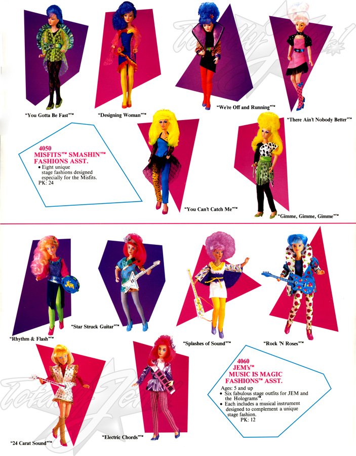 Hasbro 1987 US 1st Quarterly & Media Guide - 4050 Misfits'™ Smashin'™ Fashions Asst., Jem's Music is Magic Fashions™ Asst.