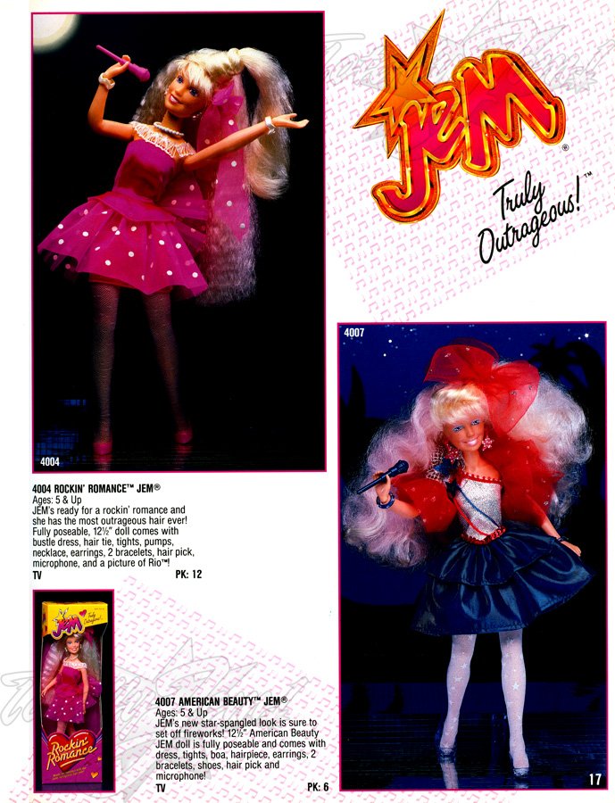 Hasbro 1988 US Pre-Toy Fair Catalog - 4004 ROCKIN' ROMANCE™ JEM&reg; , 4007 AMERICAN BEAUTY™ JEM&reg; 