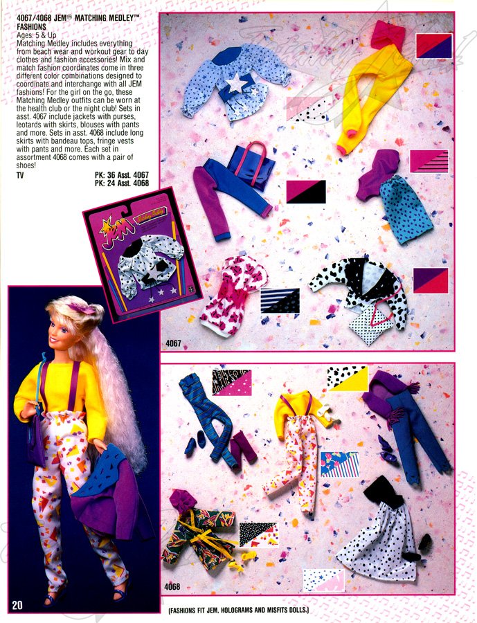 Hasbro 1988 US Pre-Toy Fair Catalog - 4067/4068 JEM&reg; MATCHING MEDLEY™ FASHIONS 