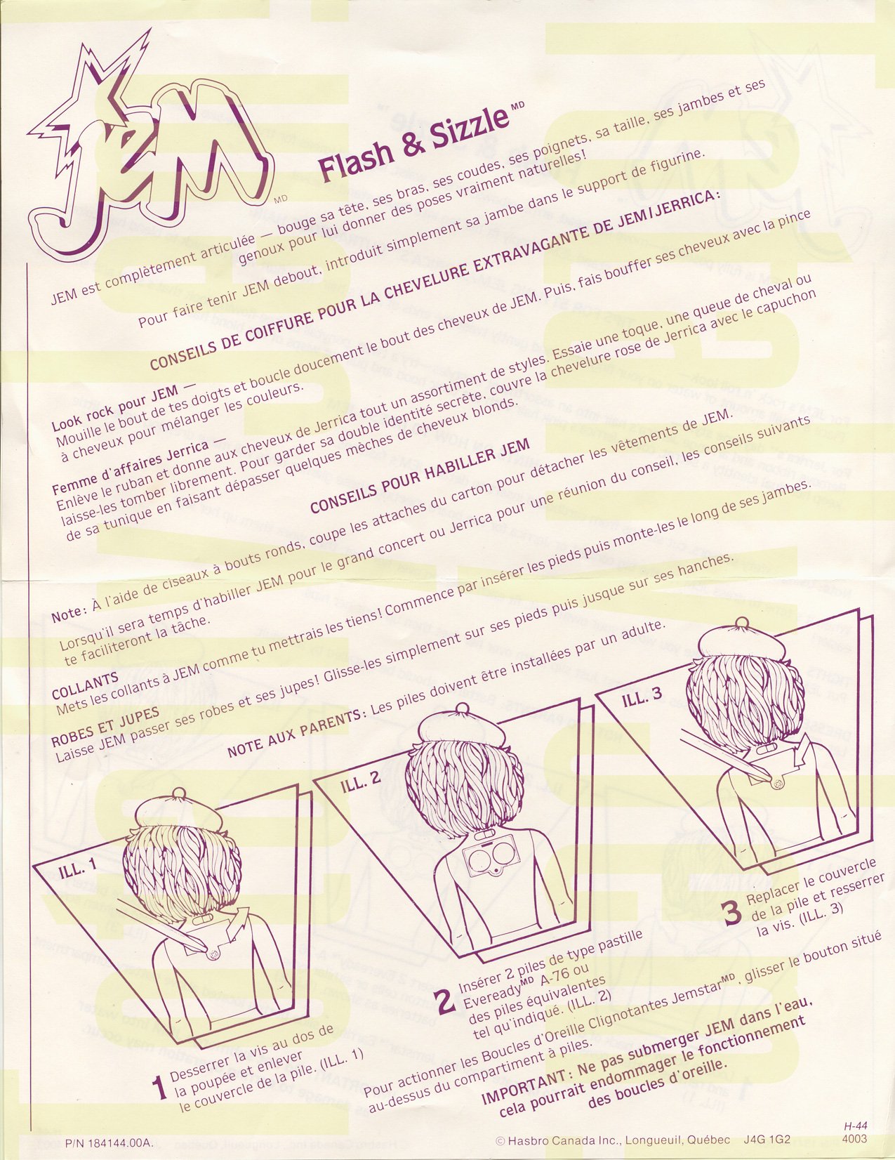 Flash'n Sizzle Jem/Jerrica 4003 - 637401 1987