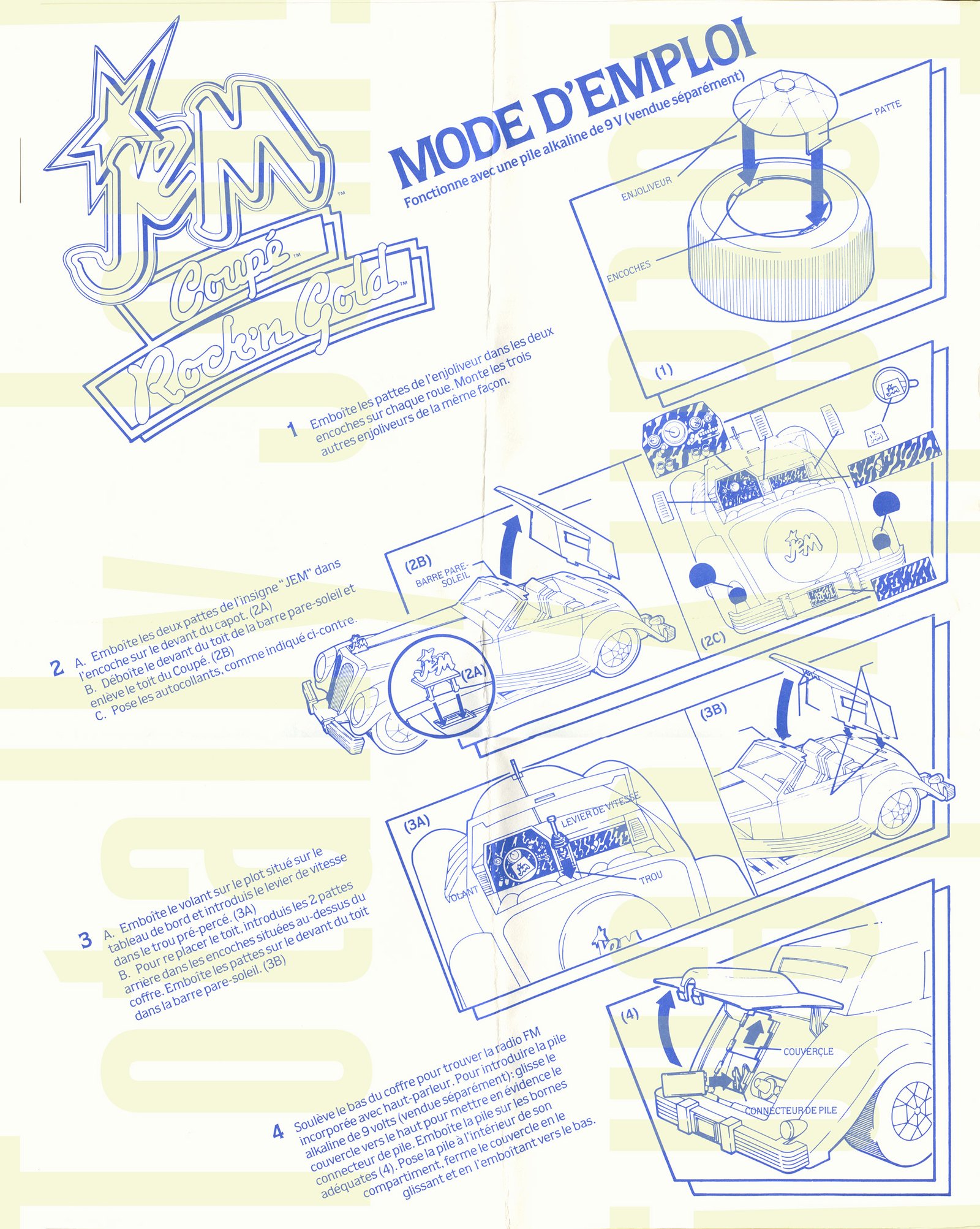 JEM Instructions - Glitter'n Gold RoadsterCoup&eacute; Rock'n Gold 4091 - 629901 1987