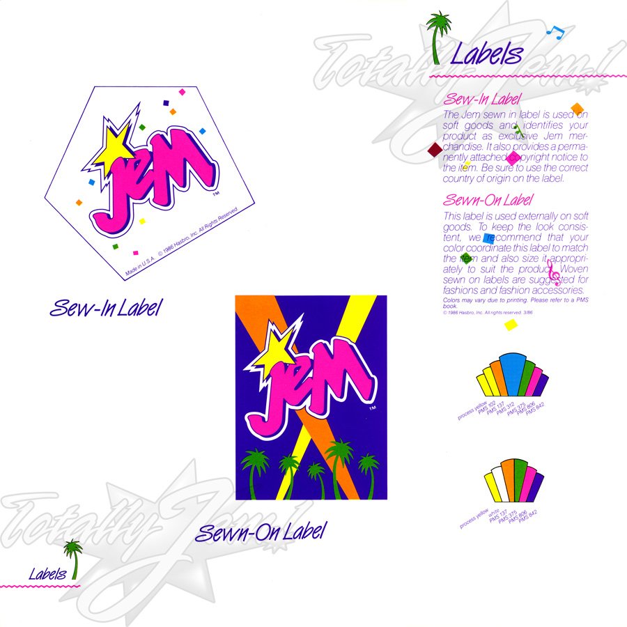 1986 JEM Licensing Kit - Labels, Sewn-On Label