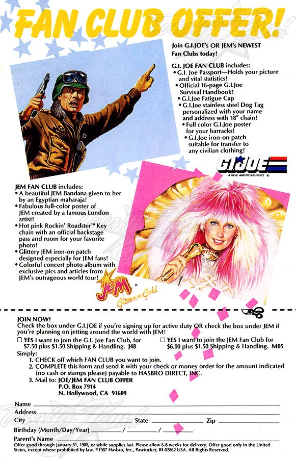 Six Flags Panorama Souvenir Booklet -- Fan Club Offer, G.I. Joe & Jem